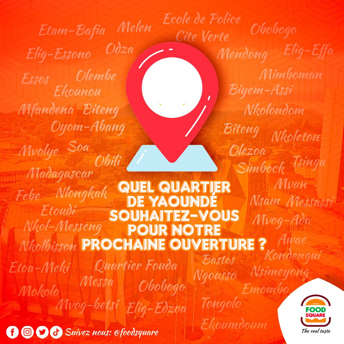 food_square's tweet photo. La prochaine ouverture de votre Fast-food très bientôt mais dans quel quartier ? 

Laissez en commentaires le nom du quartier favorable à l’ouverture du prochain « #FoodSquare » dans la ville de Yaoundé 😋🥰

Food Square ne cesse de se rapprocher de vous.😋

#FoodSquare #Yaounde https://t.co/LxGOTiXCL2