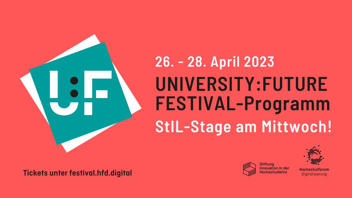 Das Programm des #UFFestival mit <a href="/HFDdigital/">Hochschulforum Digitalisierung (HFD)</a>
im April ist online! Dieses Jahr mit einer StIL-Stage am ersten Festivaltag.

Auf dieser virtuellen Bühne warten spannende Talks aus unseren geförderten Projekten: festival.hfd.digital/de/programm/