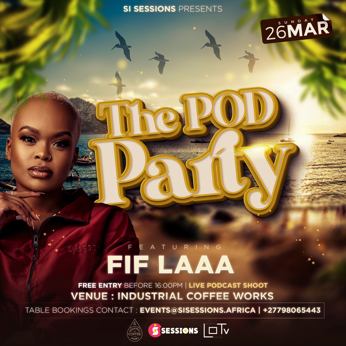 SI_JONESZA's tweet photo. So I did say I’d be coming back with more details. The home of the live podcast #ThePodParty is having its first show on the 26th March 😄 ft @ThandiDraai @Fif_laaa @djladylebo & myself 🌱 https://t.co/me3IyrUDMN