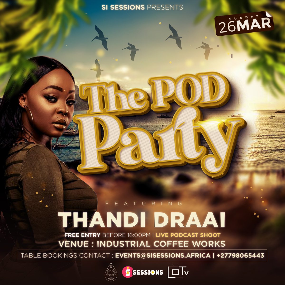 SI_JONESZA's tweet photo. So I did say I’d be coming back with more details. The home of the live podcast #ThePodParty is having its first show on the 26th March 😄 ft @ThandiDraai @Fif_laaa @djladylebo & myself 🌱 https://t.co/me3IyrUDMN