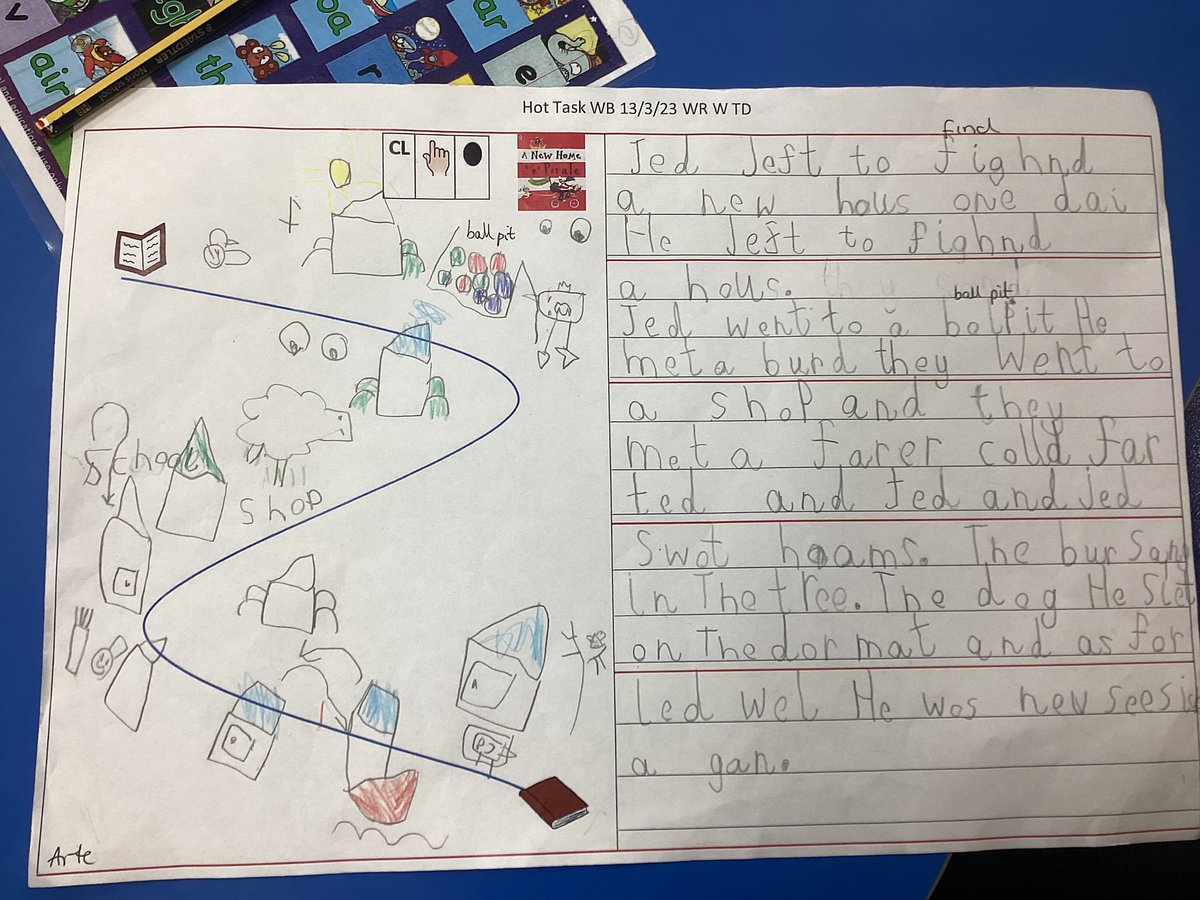 And alongside the regular writing play, here's the culmination of a recent unit based around A New Home for a Pirate. The EYFS children have been thinking carefully about different settings for their narratives. 
Love. It.
<a href="/PieCorbett/">Pie Corbett</a> <a href="/JamieThomasTFW/">Jamie Thomas</a> <a href="/Talk4Writing/">Talk for Writing</a>