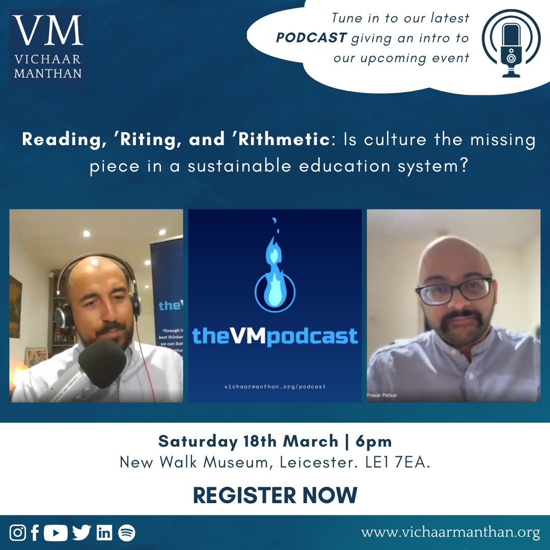 Our next live event is in just 2 days time! Stream the latest VM podcast, which gives an intro to the topic by following this link: youtu.be/blEjWqT4zPo

Limited tickets available - register for free at:
VM-Education2023.eventbrite.co.uk

#education #culture #panel #dharma #Leicester