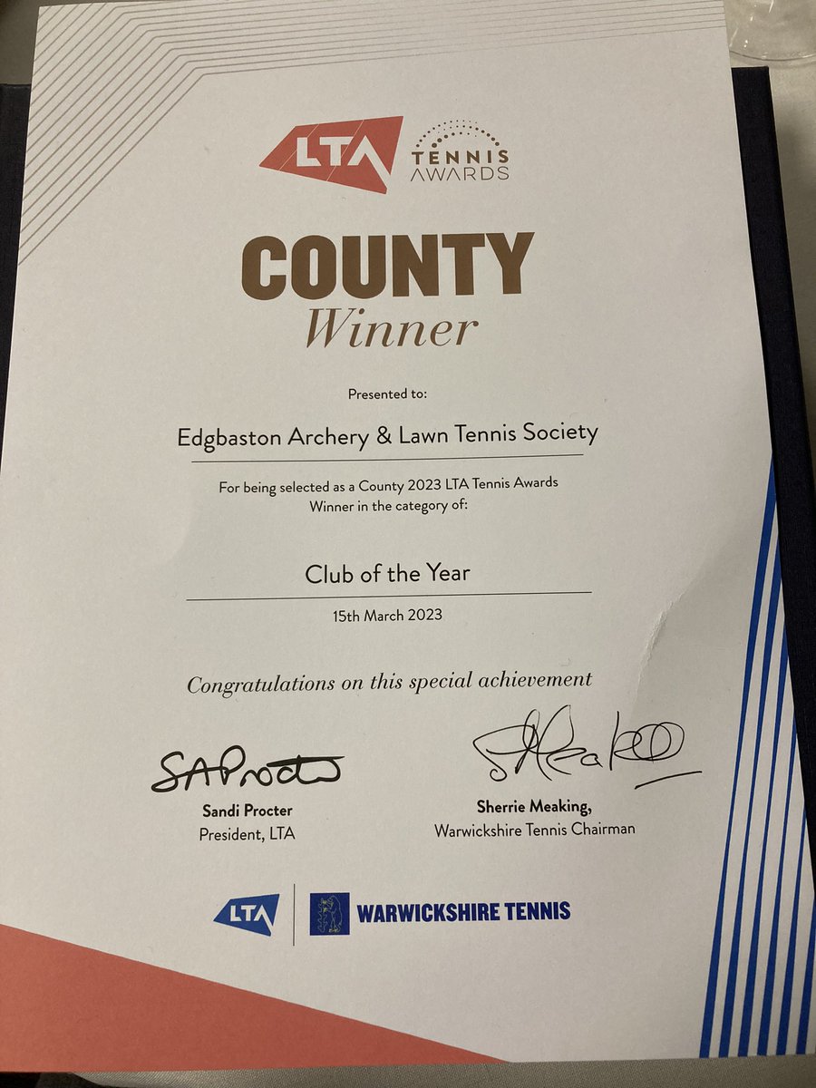 ealts_archery's tweet photo. We are the @WarksTennis club of the year 2022! 🥳🎾💪🏆 https://t.co/1eEKuq8waH