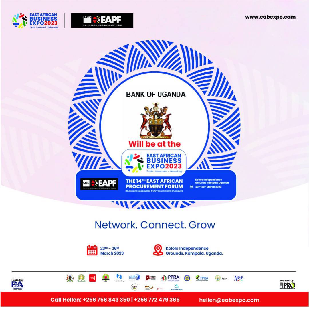 Are you ready for the  East Africa Procurement Forum @EABusinessExpo ? It’s going to start from 23rd-26th March, don’t miss this chance to network and connect with different Exhibitors and Sponsors like @Makerere  #WorldBankGroup #BankofUganda @dragarwals_eye #EABusinessExpo2023