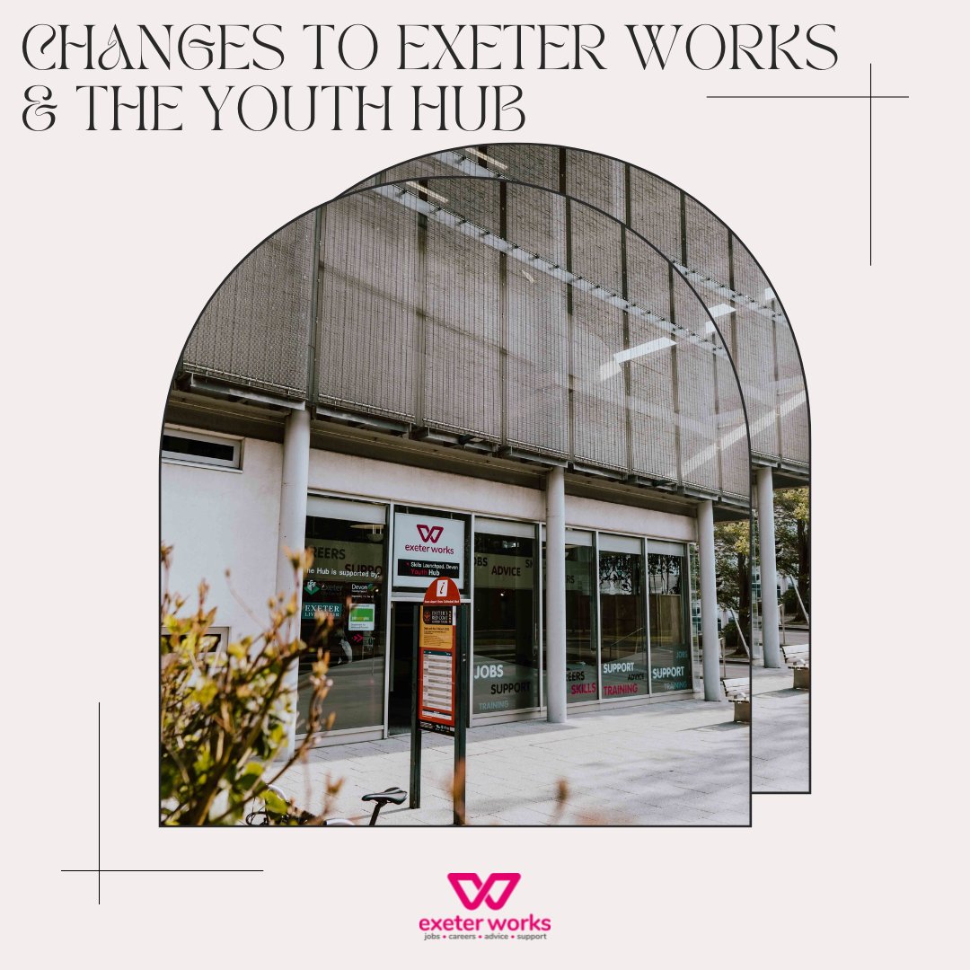 \Exeter Works and the Youth Hub service will be changing from April.

To find out more, visit our website ☞ exeterworks.org 

If you receive our newsletter, you'll get information straight to your inbox very soon.

#ExeterWorks #ExeterWorksTogether #YouthHub