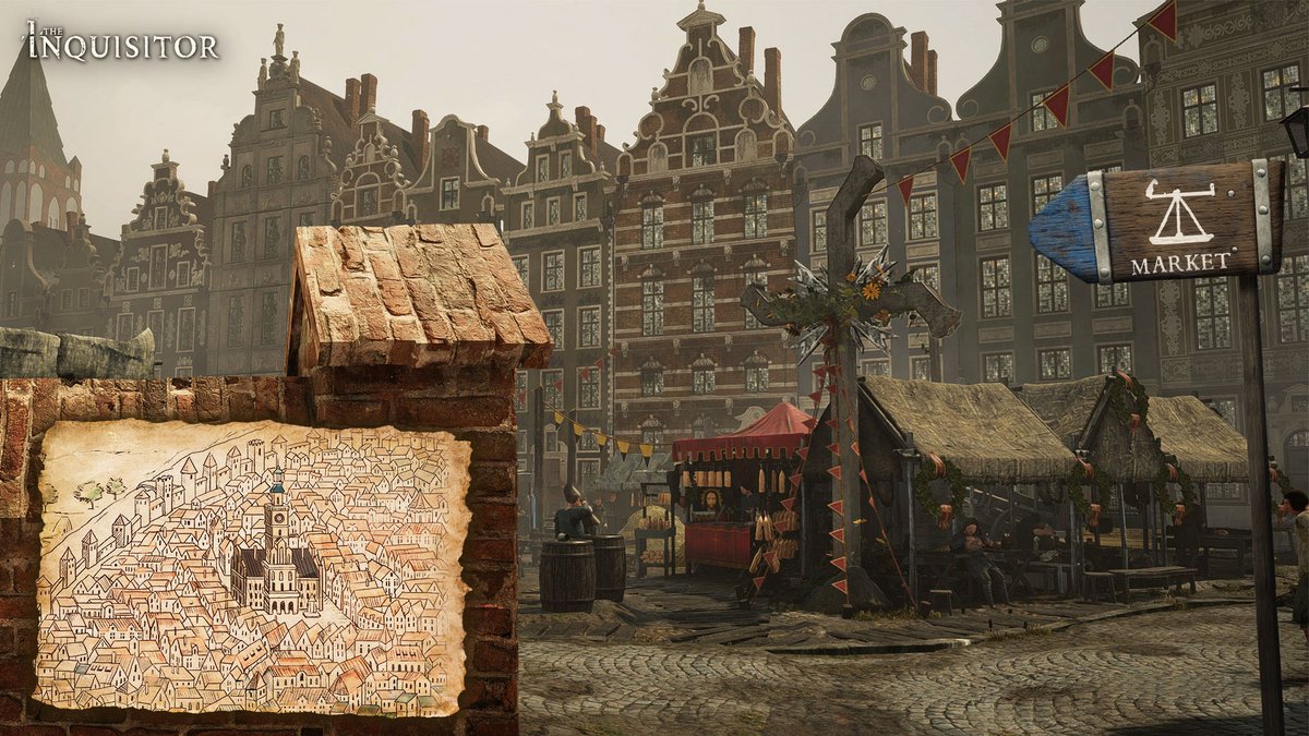 Inquisitor_game's tweet photo. 'Welcome to Koenigstein, Inquisitors. The Holy Office informed us of your arrival!' 💬 

Today, we introduce you to one of the 5 districts of Koenigstein where you start your investigation as Mordimer in #TheInquisitor: The Market. ⚖️ https://t.co/WG09C9NCPm