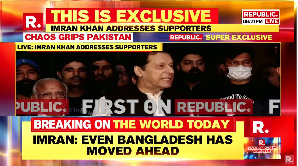 republic's tweet photo. #ThisIsExclusive | I salute all my supporters who fought for me and supported me: Imran Khan hails PTI workers.
#ImranKhan #Pakistan #PTI #PTIChief #FormerPakPM
Tune in to-
https://t.co/ge3J2OW61a https://t.co/HgDKNy4zZb