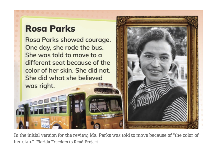Phil_Lewis_'s tweet photo. One publisher created multiple versions of its social studies material, softening or eliminating references to race — even in the story of Rosa Parks — as it sought to gain approval in Florida

https://t.co/0jRuHUOmox https://t.co/yc9or5DzNq
