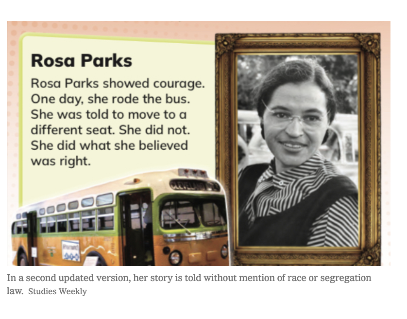 Phil_Lewis_'s tweet photo. One publisher created multiple versions of its social studies material, softening or eliminating references to race — even in the story of Rosa Parks — as it sought to gain approval in Florida

https://t.co/0jRuHUOmox https://t.co/yc9or5DzNq