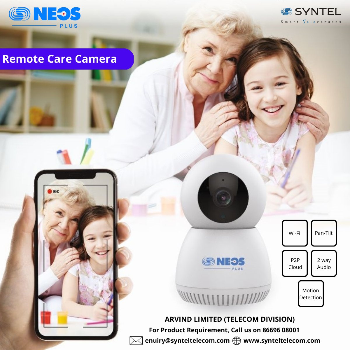 syntelbyarvind's tweet photo. SNEOS Remote Care Camera (Pan-Tilt) supports Wi-Fi, Motion Detection, 2 Way Audio &amp; Built-in-microphone, DWDR, P2P Cloud, PoE, IP66, 3D DNR #SNEOS #RemoteCare #PanTilt #WiFi #ColorCamera #2WayAudio #BuiltinMic #surveillance #cctv #vocalforlocal #india https://t.co/vjAwUrYwMg https://t.co/fdY0yaIEj9