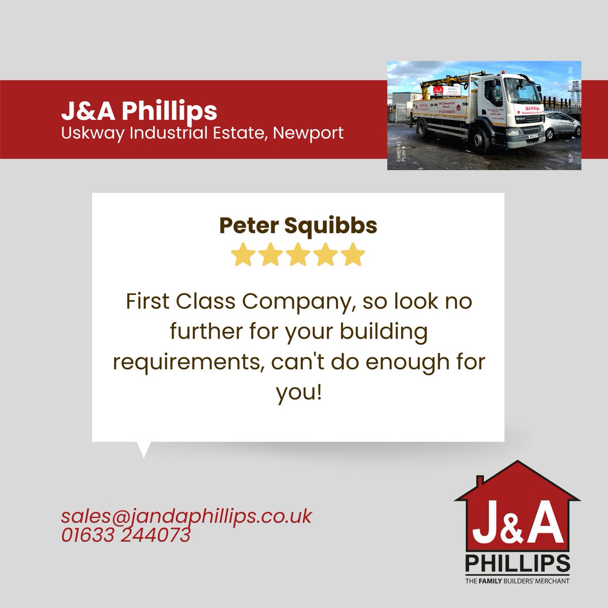 Here’s why going independent is your best choice:

“We ordered a ton bag of Cotswold chippings, the driver skillfully placed them over a six foot wall (top man).

Many thanks once again to J A Phillips, cannot speak highly enough of them.”

#newportmerchant #newportbuilder