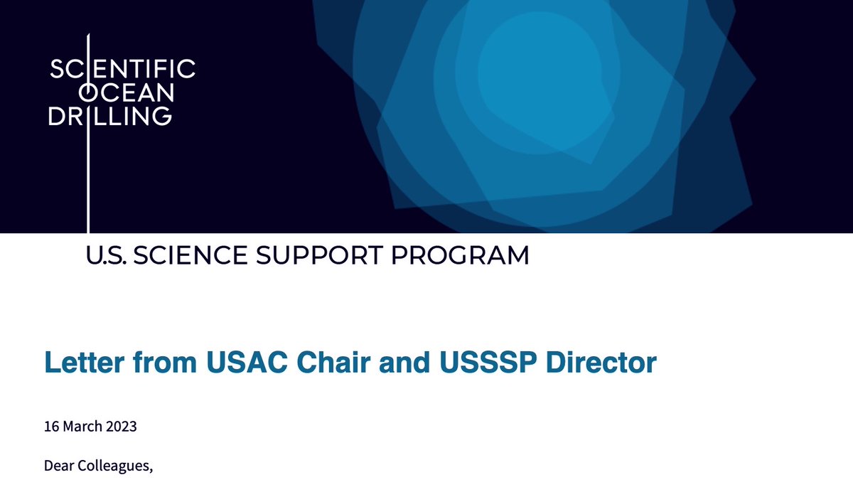 #IODP News: Read today's letter from USAC Chair Rebecca Robinson (<a href="/RSRobinsonG/">Dr. Rebecca Robinson</a>) and USSSP Director Carl Brenner to the scientific ocean drilling community - mailchi.mp/ldeo/iodp-news…