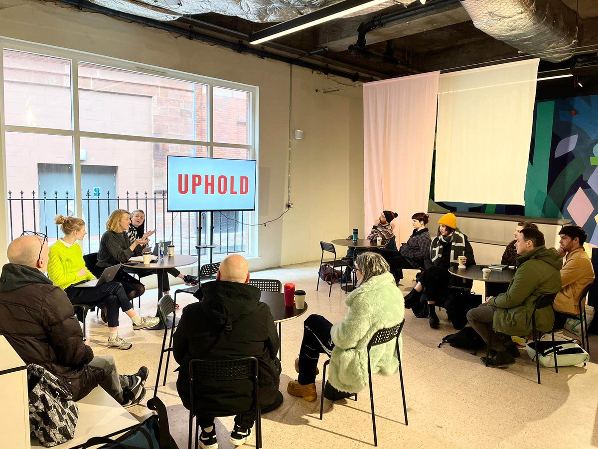 Thank you! Yesterday we had a brilliant morning at <a href="/2RoyalAvenue/">2 Royal Avenue</a> catching up with the artists on the UPHOLD platform. We shared our recent research &amp; updated the artists on future developments for UPHOLD. <a href="/ArtsCouncilNI/">Arts Council of Northern Ireland</a>  <a href="/belfastcc/">Belfast City Council</a>  <a href="/artsbusinessni/">Arts & Business NI</a>  <a href="/Household_Bel/">Household Belfast</a>