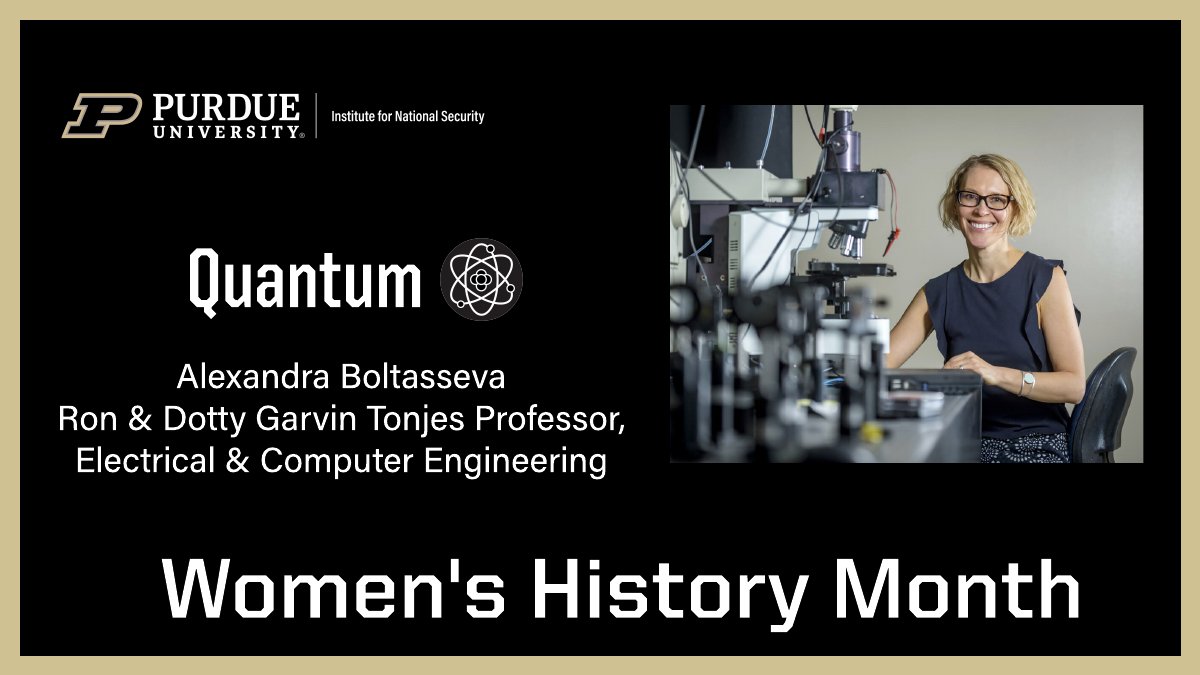 @PurdueECE Prof. Alexandra Boltasseva, @OpticaWorldwide R.W. Wood Prize winner, studies #quantum photonics, plasmonics and metamaterials. Her research group has published 8 book chapters and over 195 journal articles. ow.ly/Jlor50Ncq8U

Happy #WomensHistoryMonth!