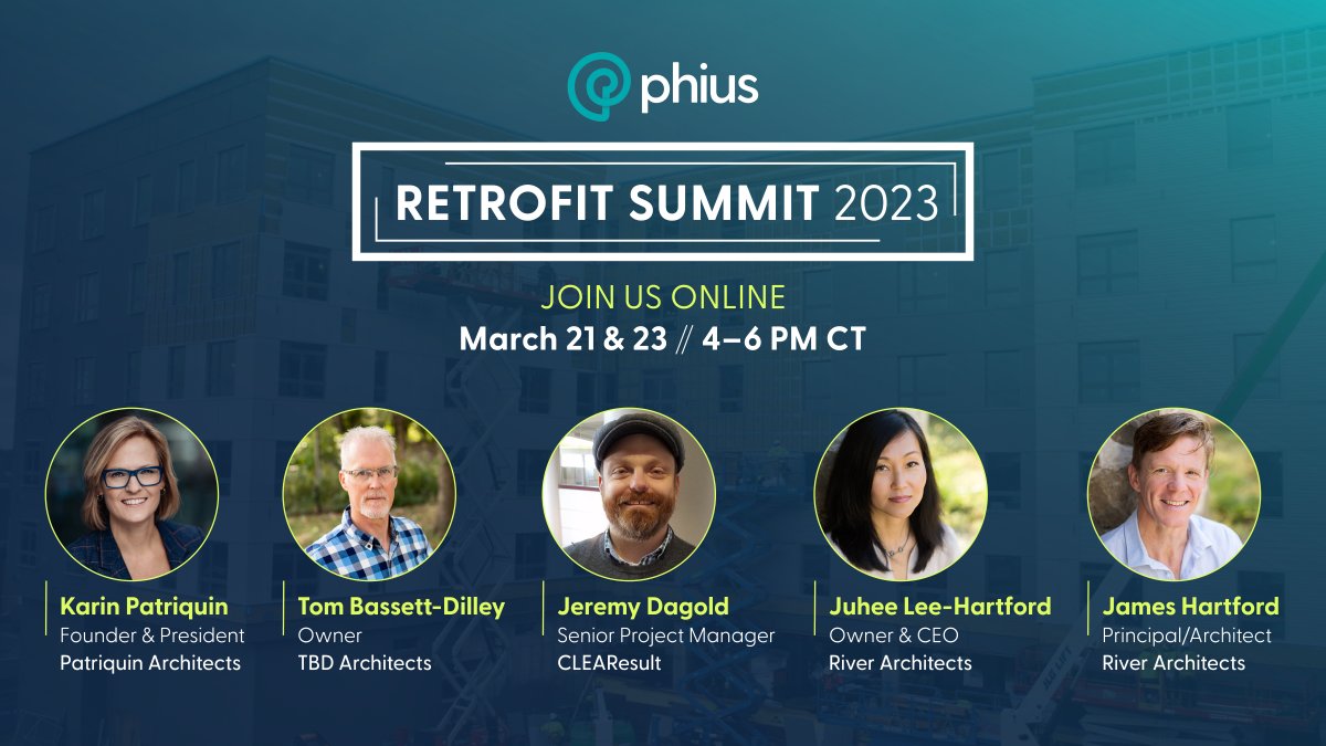 PHIUS1's tweet photo. Hear retrofit tips, tricks, case studies and much more from our distinguished panel on Day 1 of the Phius Retrofit Summit 2023.

Join the fun: https://t.co/8ZmFXvK1Nv

#phius #phiusretrofitsummit #passivehouse #passivebuilding #sustainability #retrofits #greenbuilding https://t.co/Vz55O8BcHs