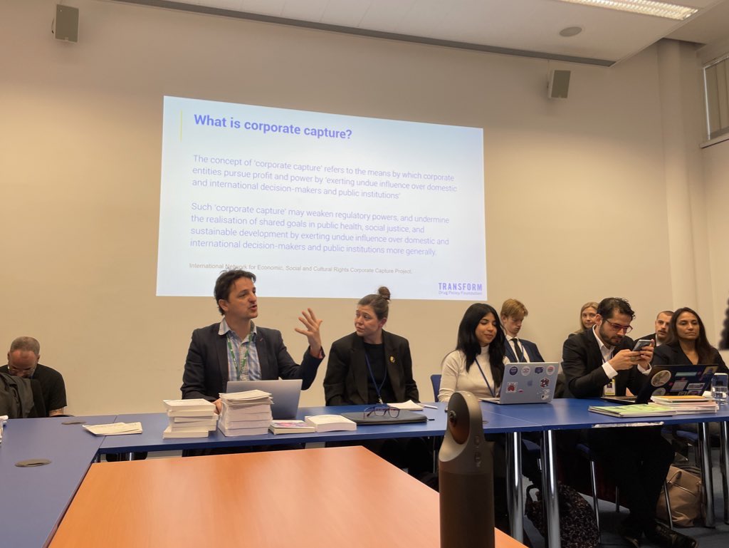 My colleague @SteveTransform outlining the dangers of corporate capture of legal cannabis markets and practical steps to guard against it at the @TransformDrugs #CND66 event today.