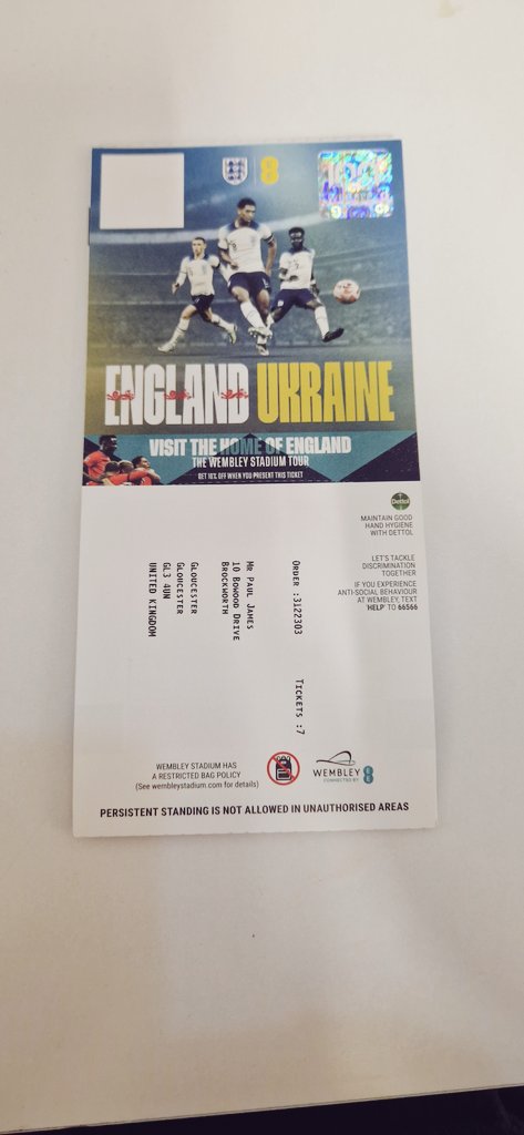 They have arrived  x7 tickets for friends and family for the upcoming England game v Ukraine! Can't wait ⚽⚽⚽