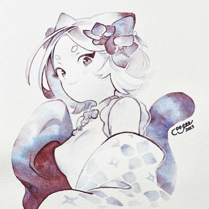 万年筆インクで華虎ちゃんを描きました#うちの子 