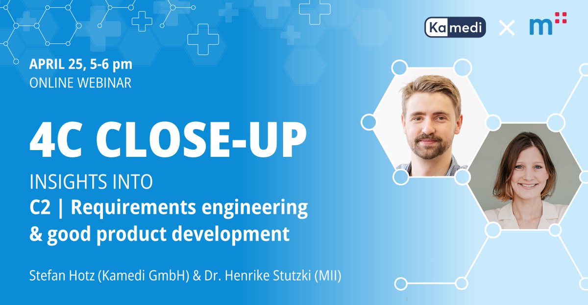 How to derive, process, and document requirements in favor of good product development?

Join our next 4C Close-up webinar an gain practical insights from Stefan, Co-founder and QARA responsible at the startup Kamedi!

Sign up here: bit.ly/events-mii