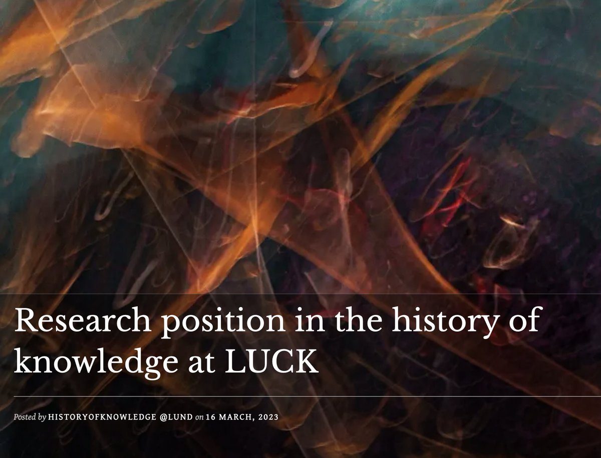 Lund Centre for the History of Knowledge (LUCK) tweet media