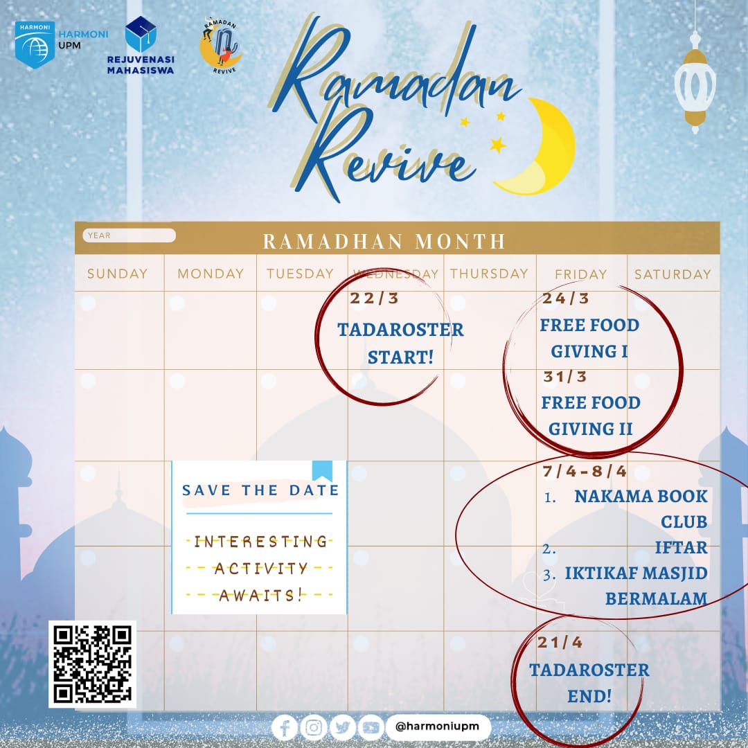 harmoniupm's tweet photo. Ramadan is more than just a month of fasting, it is a chance to spiritually, mentally and physically enhance ourselves.

Join our Ramadan Revive 🤍🤲🏻
https://t.co/af5kGCThdq

✨Merit disediakan
✨Tempat adalah terhad 

#HarmoniUPM
#Ramadan2023
#RejuvenasiMahasiswa https://t.co/hEA6Z0vQyM