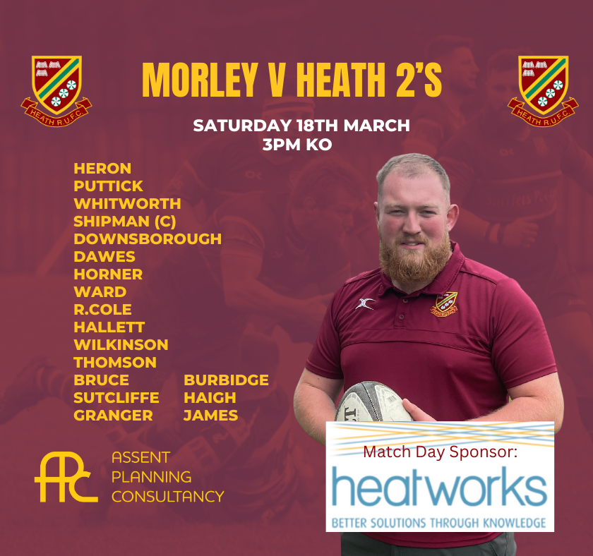 HeathRUFC's tweet photo. 🚨Team Announcements🚨

🆚 1st XV vs Billingham (Home)
🕒 2.15pm KO
🆚 2nd XV vs Morley (Away)
🕒 3pm KO

👏 Sponsored by Heatworks https://t.co/GimPJY2lDM