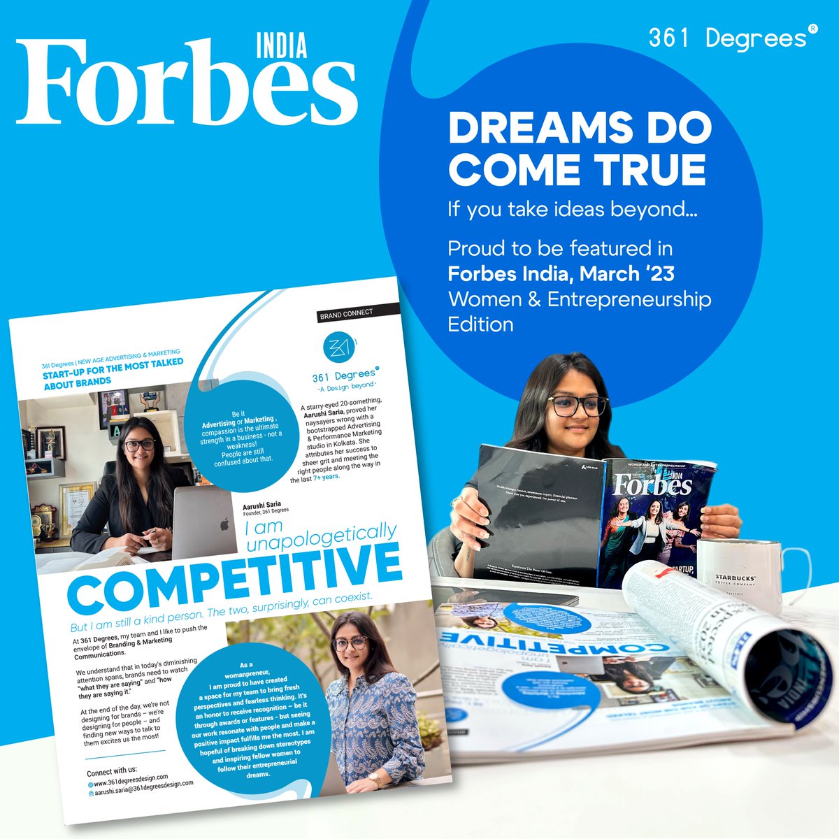361Degrees_'s tweet photo. We CAN'T KEEP CALM as we made it to the Forbes India edition, Women &amp; Entrepreneurship for Leading New-Age Advertising &amp; Marketing. 
Thank you for being a part of this journey. 

#361Degrees #ADesignBeyond #ForbesIndia #IndianEntrepreneurs #WomanEntrepreneurs #ProudMoment https://t.co/T6BZoPJf8v