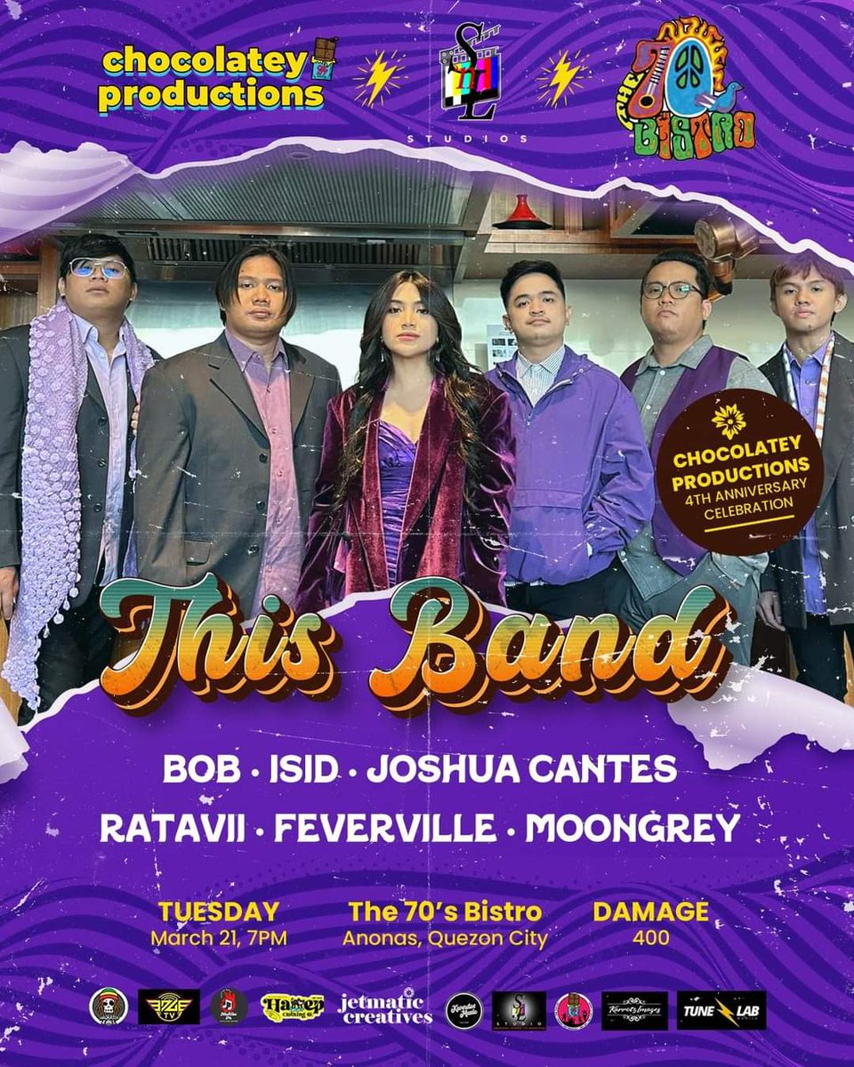 rataviimusic's tweet photo. Excited na kami maki-celebrate sa 4th anniversary ng Chocolatey Productions! Kitakits po sa The 70's Bistro 1st time din po namin makakatugtog dito! 💛 #ratavii #hiraya #thisband #bob #isid #joshuacantes #feverville #moongrey https://t.co/f4GK3KsOq3