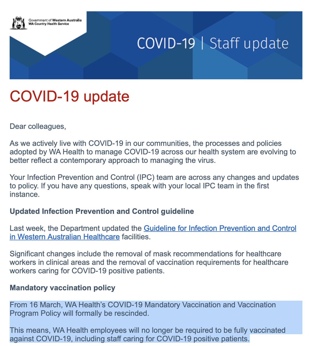 dystopian down under on Twitter "JUST IN 📣 WA's Country Health Service