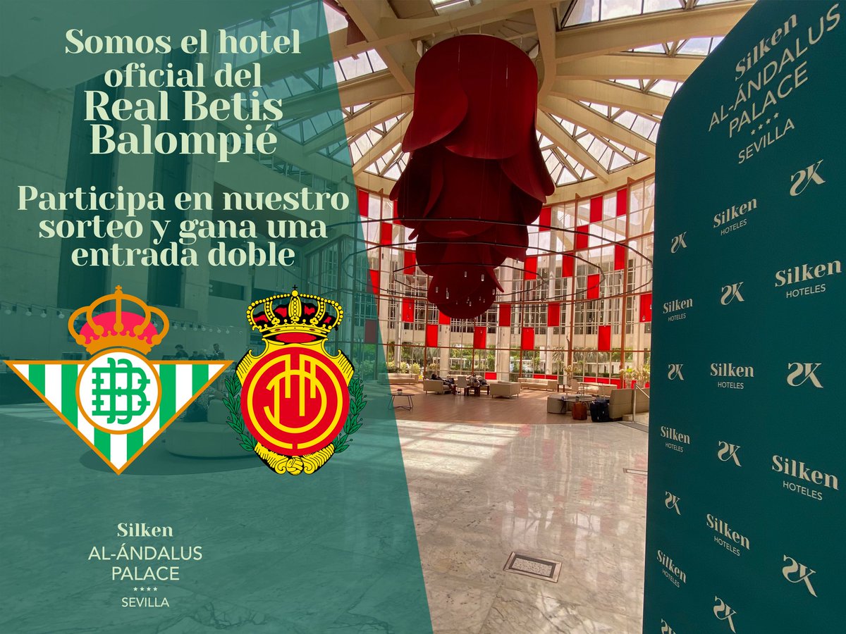 📣Somos el #hotel oficial del #RealBetis y sorteamos una entrada doble para el partido del domingo entre nuestros seguidores. ¡Para participar síguenos y haz retuit! El viernes a las 13:00 hacemos directo en Instagram para el #sorteo ⚽️ #DíadeBetis #realbetismallorca #sevillahoy