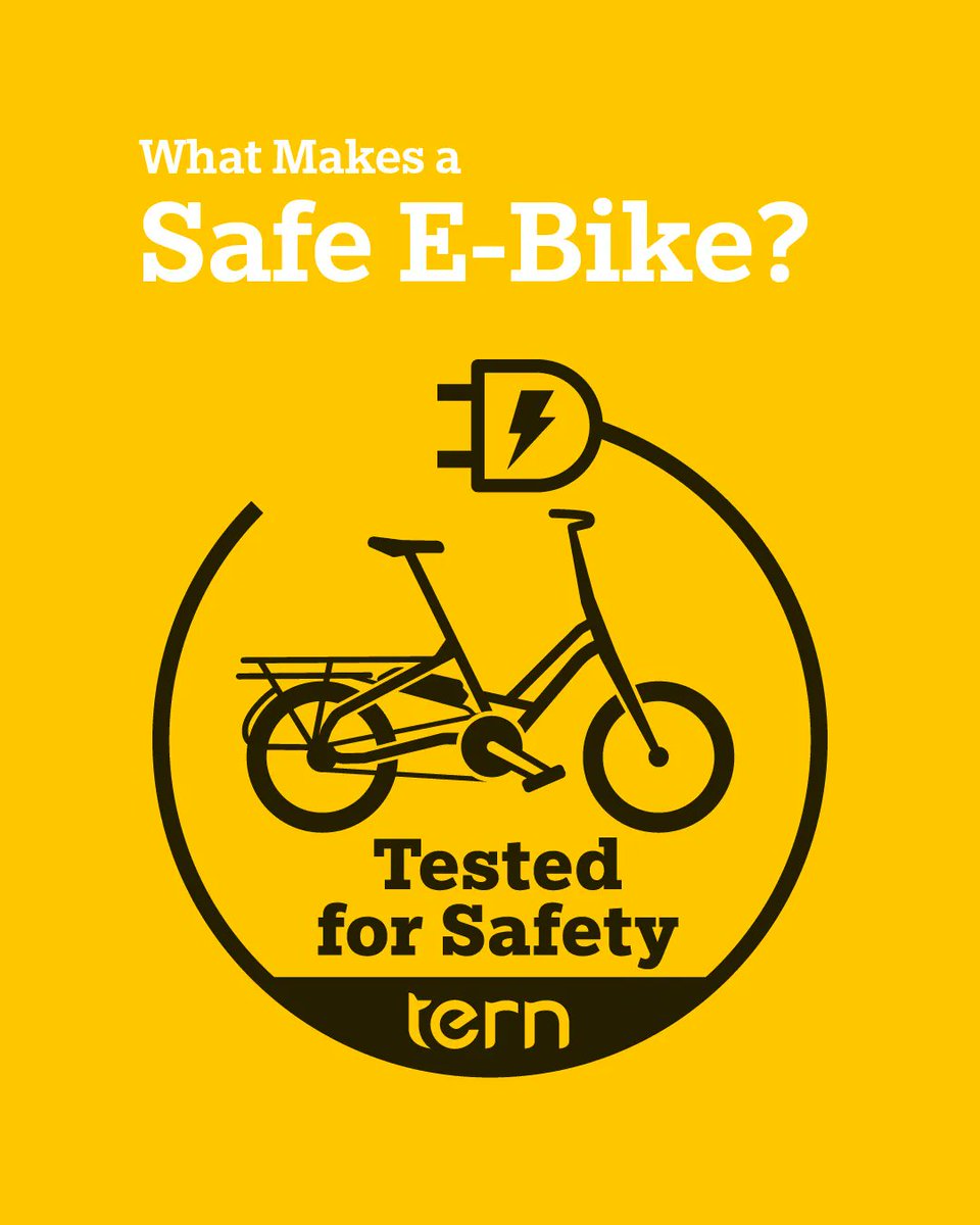 ternbicycles's tweet photo. Thinking of switching to e-bikes to reduce your carbon footprint? We (and Mother Earth) applaud you! 👏 Before you make a purchase, bear in mind that not all e-bikes are made to the same standards.

🧵 Here’s a thread on the 4 pillars of a safe #EBike: https://t.co/sLMtjzjVQP