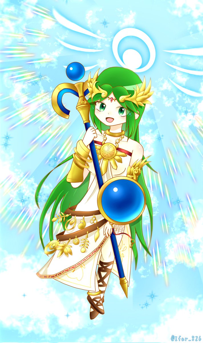 Ifer_826's tweet photo. でぇええきた
放置しちゃってたパルテナさまの絵！！
スマブラで好きな空上のイメージです！いろいろ変なところはあるけど…完成したから良し https://t.co/BElhXY0PmU