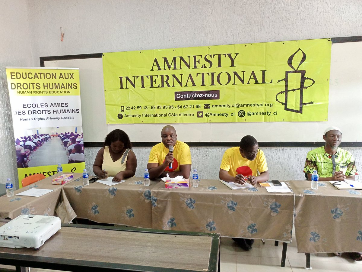 Amnesty_CI's tweet photo. 🟡 Mercredi 15 mars 2023, une délégation d'Amnesty International conduite par son Directeur Exécutif a été dans la ville de Yamoussoukro pour la cérémonie d'installation d'un groupe.
Plus d'infos : https://t.co/DfTD84P1FV
#AmnestyInternational
#AmnestyCi
#Groupe
#UIYA https://t.co/10DQHJX7NZ