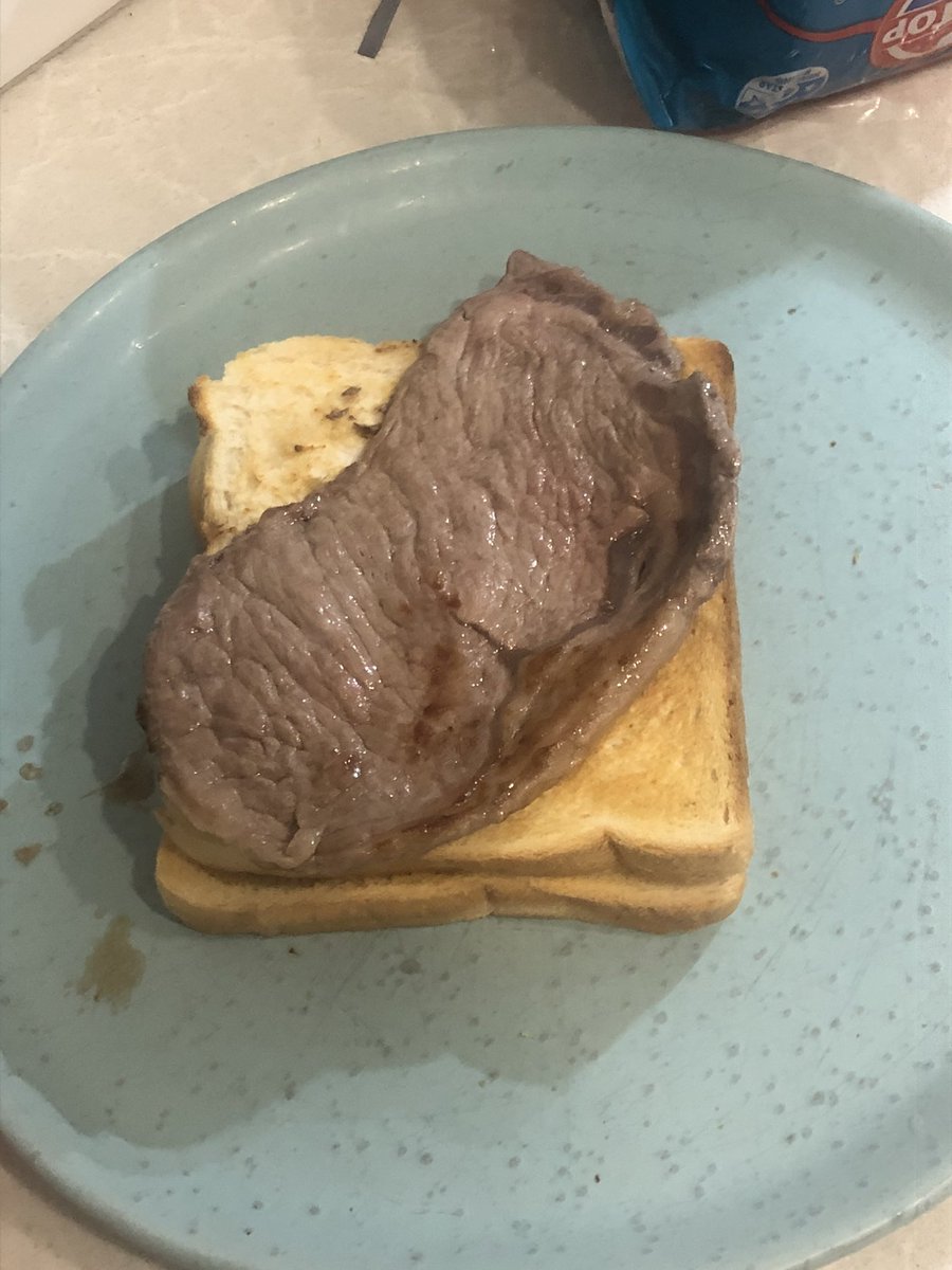 Losing my shit bc my mum cooked up the minecraft steak