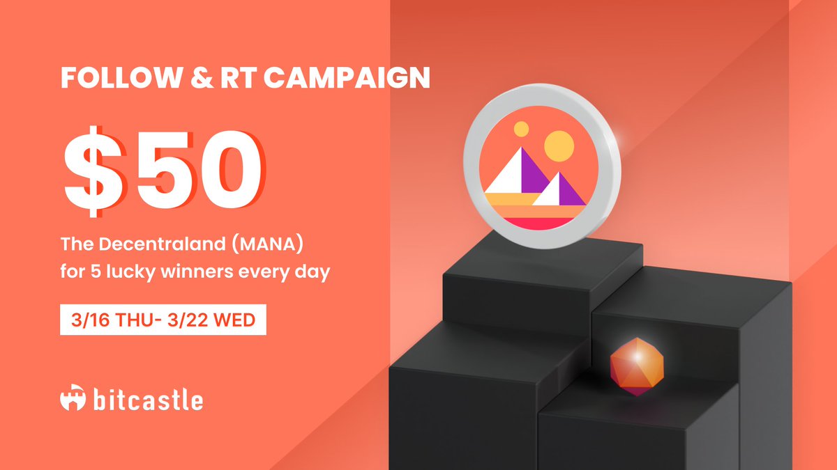 bit_castle's tweet photo. Follow RT Campaign💙🔁
／
🎁5 lucky winners will get $50 ( $MANA )
＼
✅Follow us
🔁RT this post

#Crypto
#Cryptocurrency
#Airdrop
#Airdrops
#AirdropCrypto
#Giveaway
#Giveaways 
#Decentraland
#NFTCommunity  
#DecentralGames 
#metaverse
#NFTGiveaway 
#NFTGame 
#NFTdrop 
#NFTs https://t.co/65jMcM9aNU