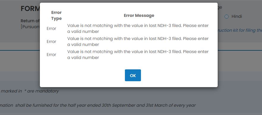 CSSreenu's tweet image. getting error on form ndh-3. Opening balance figures of this form are exact figures of closing balance of last filed ndh-3. ticket number FO_20230316649422 @HelpdeskMCA21V3 @MCA21India