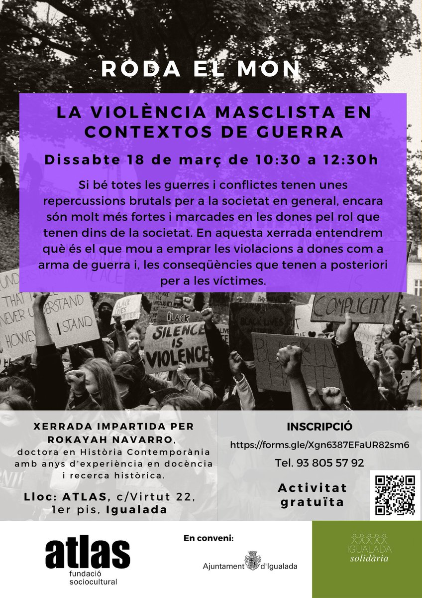 Us recordem que aquest dissabte 18 de març realitzem la xerrada "La violència masclista en contextos de guerra" a la seu d'ATLAS, a càrrec de Rokayah Navarro. Us animeu?

#ATLAS #Igualada #8m #Rodaelmón