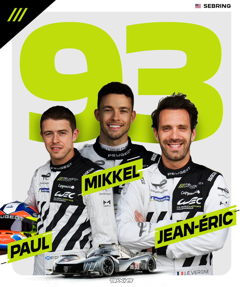 Introducing our #Peugeot9X8 number #93’s drivers: @PaulDiResta, @MikkelhJensen and @JeanEricVergne #WEC