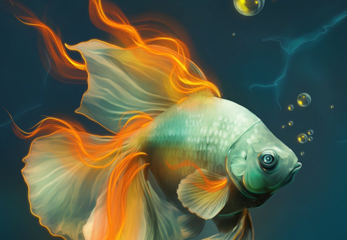 RenaAwry's tweet photo. Like a fish on fire. This is what it feels like to live in a world not built for you. …..done in @Procreate https://t.co/Uv7G85k2dG