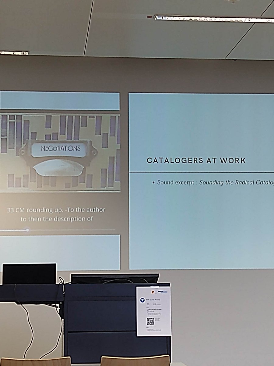 cheimstaedt's tweet photo. I'm in the audience for @edrabinski and @abelantara's fascinating presentation on "catalogers at work" at #STShubDe. They present rich/shocking insights (and audio recordings) of how dominant ideologies are being embedded in systems that organize libraries worldwide. https://t.co/PX9ZkPcUDA