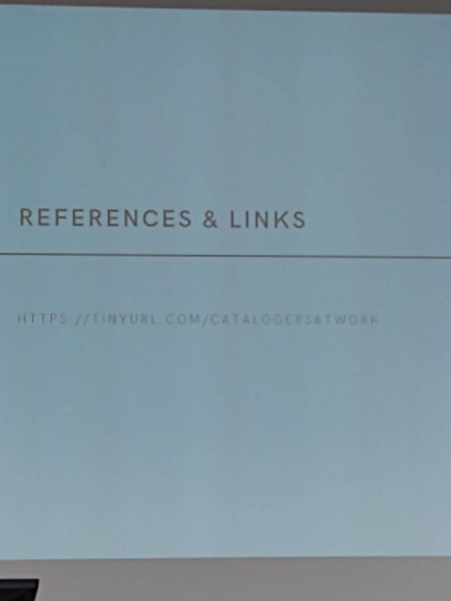 cheimstaedt's tweet photo. I'm in the audience for @edrabinski and @abelantara's fascinating presentation on "catalogers at work" at #STShubDe. They present rich/shocking insights (and audio recordings) of how dominant ideologies are being embedded in systems that organize libraries worldwide. https://t.co/PX9ZkPcUDA