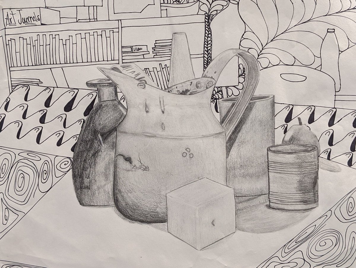 Sarah St.John (@art_by_ssj) on Twitter photo An awesome twist on a traditional still-life using a zentangle background design by one of my <a href="/WestburyWHS/">Westbury High School</a> Studio Art students π <a href="/youthArtMonthNY/">YAM_newyork</a> An awesome twist on a traditional still-life using a zentangle background design by one of my <a href="/WestburyWHS/">Westbury High School</a> Studio Art students π <a href="/youthArtMonthNY/">YAM_newyork</a>