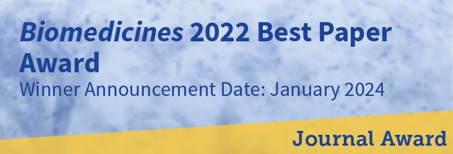 Biomed_MDPI's tweet photo. 𝑩𝒊𝒐𝒎𝒆𝒅𝒊𝒄𝒊𝒏𝒆𝒔 2022 𝑩𝒆𝒔𝒕 𝑷𝒂𝒑𝒆𝒓 𝑨𝒘𝒂𝒓𝒅

🏆
Eligibility for the Award:
– Papers published in Biomedicines from 1 January 2022 to 31 December 2022
– Open to all career levels

🥇Winner: 2 reviews and 2 articles

https://t.co/jIUfcDlEq3 https://t.co/BAkZXCWDSh