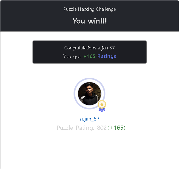 Sujan_____'s tweet image. I gained +165 ratings in @codechef’s Puzzle Hacking game. Play your #hacking/#debugging/#codecompletion/#puzzle #coding game now at codechef.com/games.