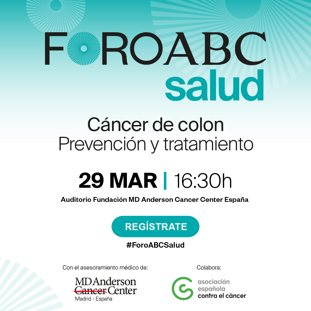 MDAnderson_ES's tweet photo. 🗓 El 29/03 de 16:30 a 18:30h te esperamos en una edición especial de #ForoABCSalud para hablar sobre prevención y tratamiento del #cáncer de colon junto a nuestros expertos.
¡Súmate presencialmente !🙌 
Apúntate en https://t.co/QYbtl6s8CQ. https://t.co/CM20JNswYK