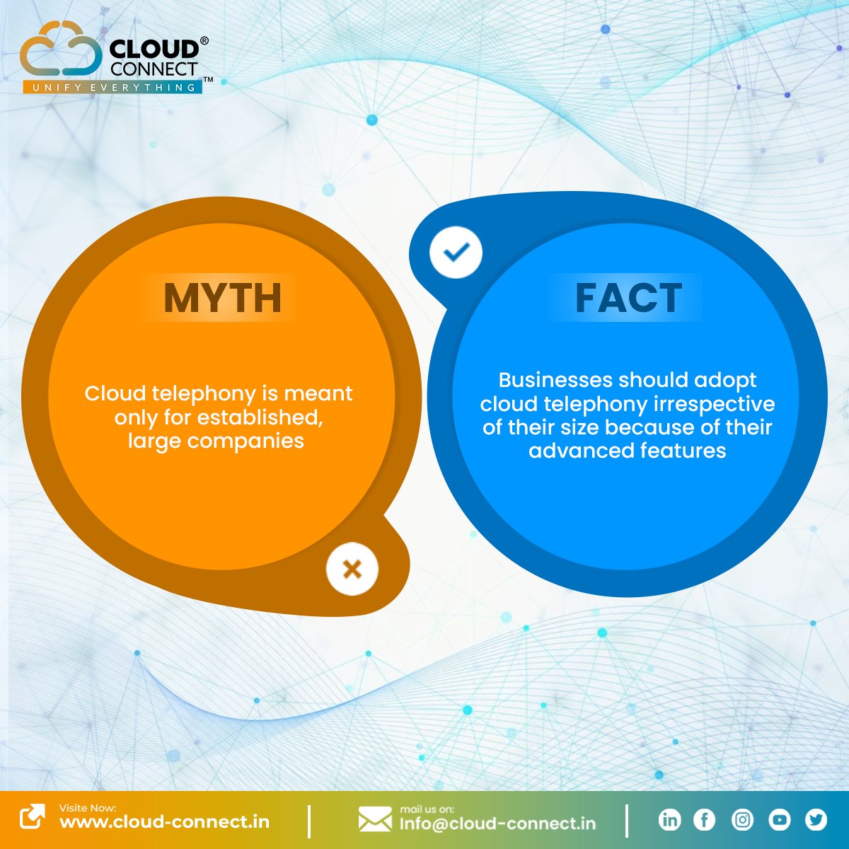 incloudconnect's tweet photo. CloudConnect helps you streamline your business processes, irrespective of how big or small your team is.
#Cloudconnect #cloudsolutions #mythandfacts #myth #facts #mythvsfacts #congolomerate #communicationsolution #businesssolutions  #StayCloudConnected #teamcloudconnect https://t.co/6dGXX3ahE4