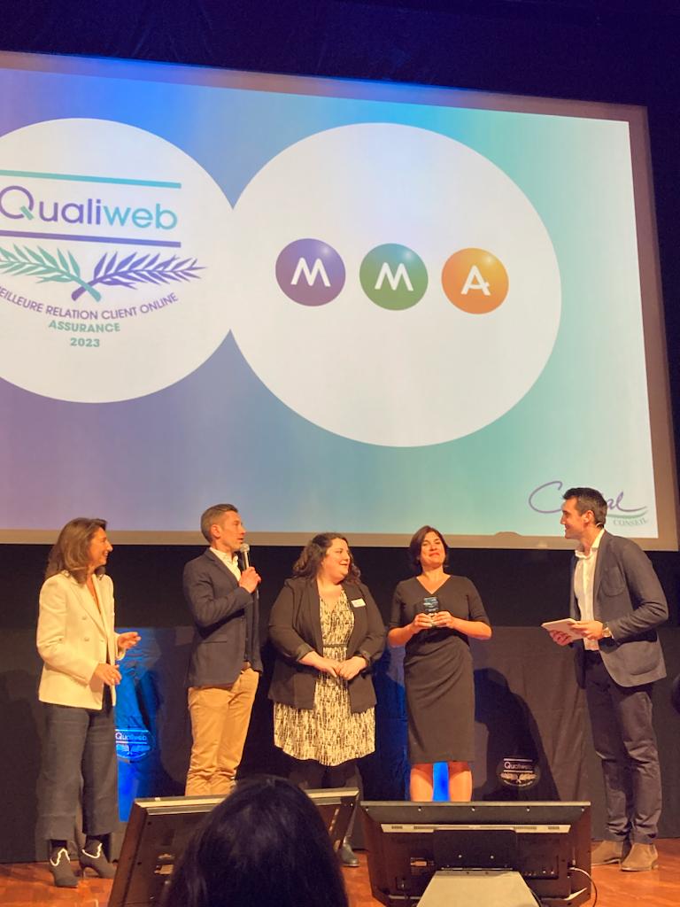 MMAssurances's tweet photo. Hier soir, MMA a remporté le trophée #Qualiweb de la meilleure relation client online dans la catégorie #Assurance 🏆
Bravo aux équipes qui nous permettent d'atteindre de tels résultats pour la 8ème année consécutive ! 👏 https://t.co/pnSyOavOin