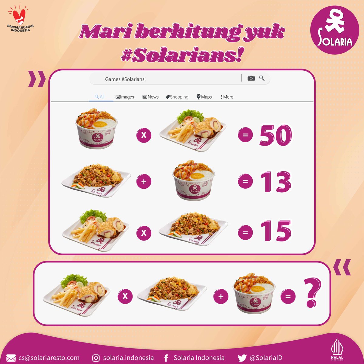 SolariaID's tweet photo. Saatnya #SolariaGiveaway yuhuu! π
.
Yuk coba hitung penjumlahan dibawah dan dapatkan hadiah voucher Solaria senilai 50RB untuk 6 orang pemenang https://t.co/VFzF0gFIID