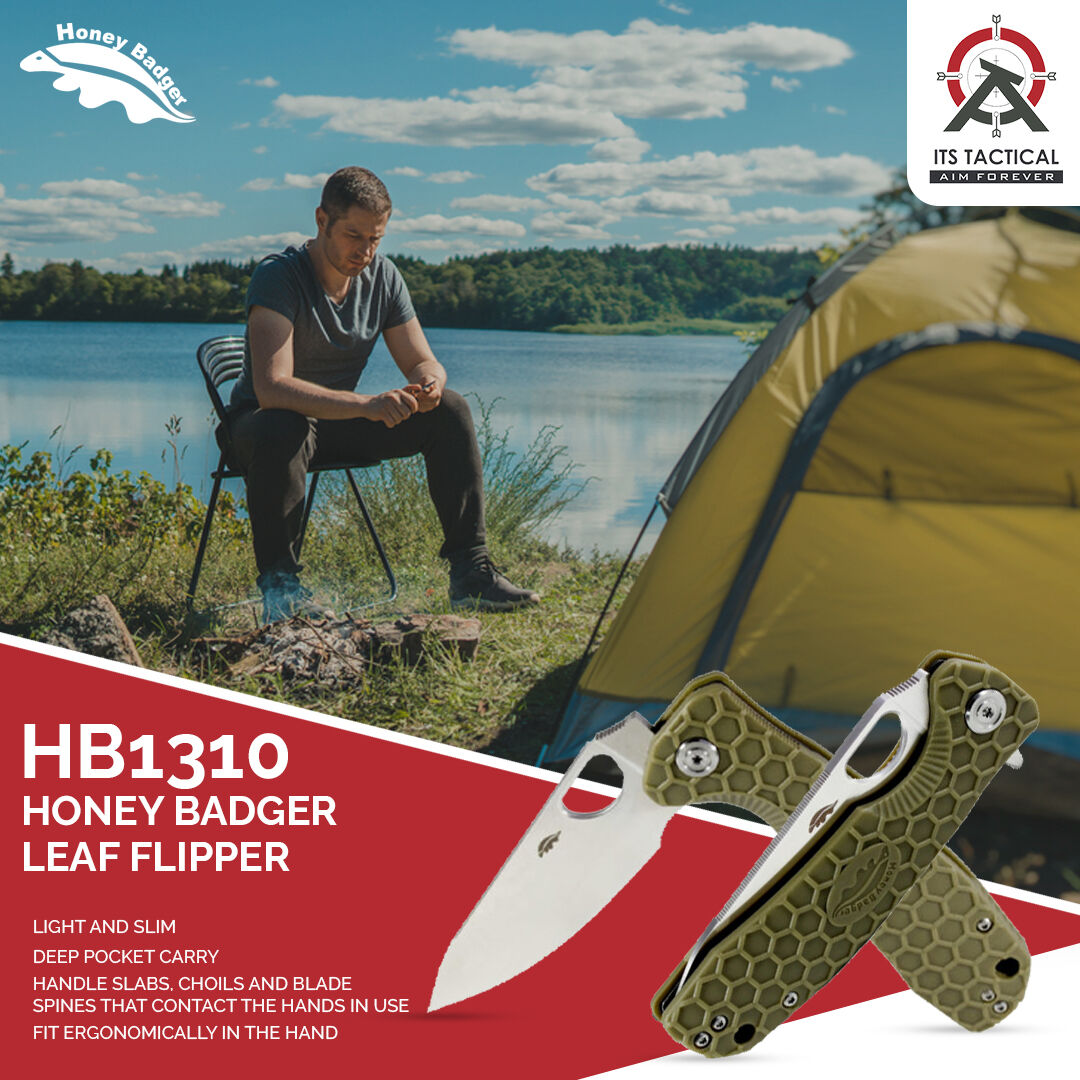 The Honey Badger Leaf Flipper's versatile design makes it perfect for everyday carry and outdoor adventures

#HoneyBadgerLeafFlipper #KnifeEnthusiast #EverydayCarry #OutdoorAdventure #PremiumMaterials #ExpertCraftsmanship #ErgonomicDesign #CorrosionResistant #TacticalKnife