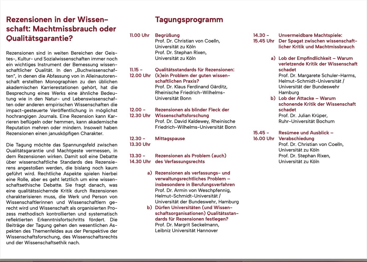 🗓️"Rezensionen als blinder Fleck der Wissenschaftsforschung" - darüber spricht am 5. Mai RRC-Mitglied <a href="/unwrittencross/">David Kaldewey</a> bei der Konferenz "Rezensionen in der Wissenschaft: #Machtmissbrauch oder Qualitätsgarantie?" <a href="/UniCologne/">Universität zu Köln</a>
➡️Ameldung (bis 24.04): tagung-rezensionen@uni-koeln.de
